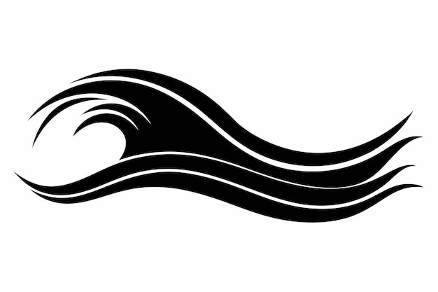 Silueta de ola de agua negra sobre un fondo blanco