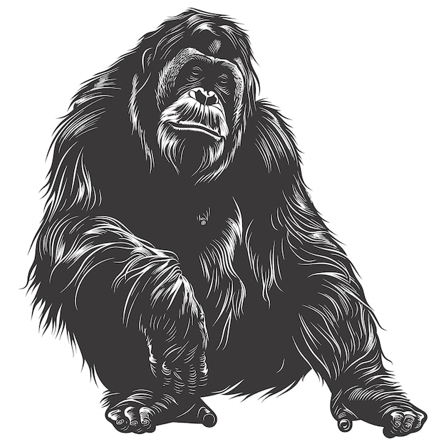 Vector silueta orang utan animal cuerpo entero color negro sólo