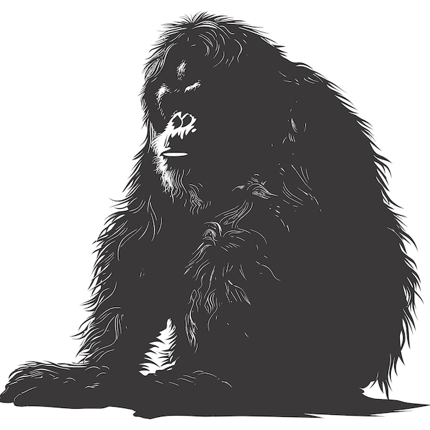 Vector silueta orang utan animal cuerpo entero color negro sólo