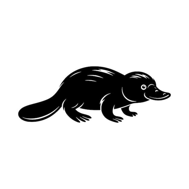 Silueta de ornitorrinco aislada sobre un fondo blanco Icono de forma vectorial de ornitorrrinco minimalista