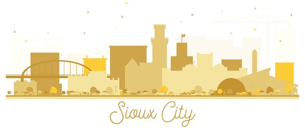 Silueta de oro del horizonte de la ciudad de sioux. ilustración vectorial.