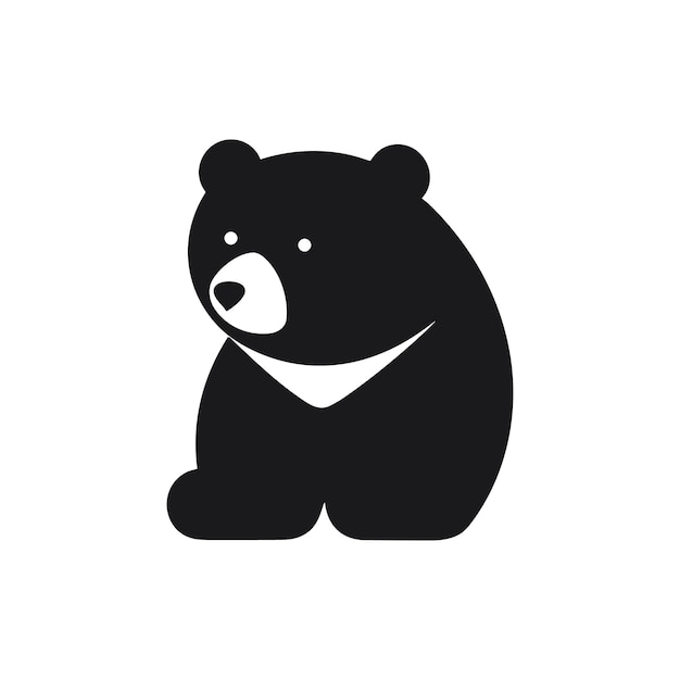 Una silueta de oso bebé clip de arte vectorial de logotipo en blanco y negro