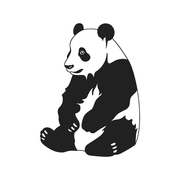 silueta de oso panda plantilla vectorial de diseño de logotipo divertido perezoso logotipo animal panda icono de concepto de logotipo