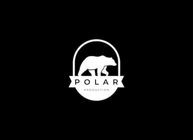 Silueta del oso polar blanco caminante Ilustración vectorial del diseño del logotipo minimalista