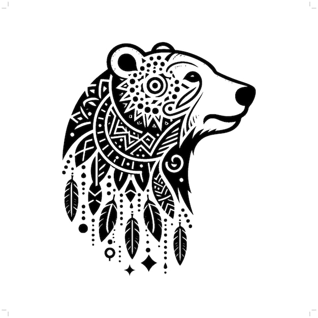Silueta de oso polar en una ilustración de la naturaleza bohemia