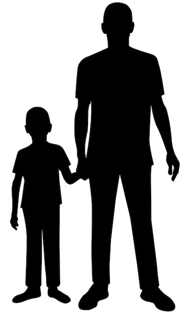 Silueta Padre juega con su hijo y sostiene su mano