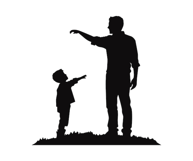 silueta de un padre y su hijo