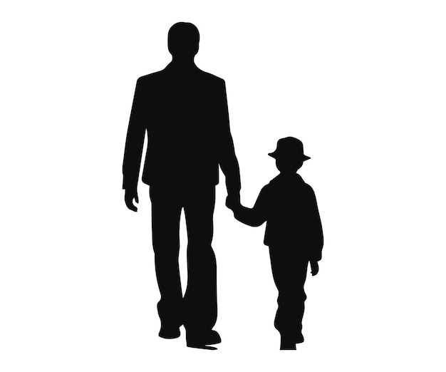 silueta de un padre y su hijo