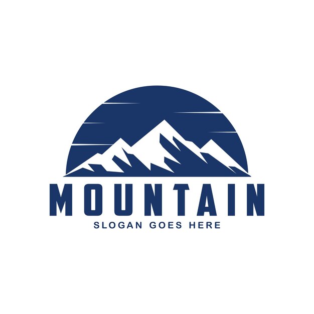 Silueta de paisaje de montaña para aventuras de viajes al aire libre Diseño de logotipo vintage