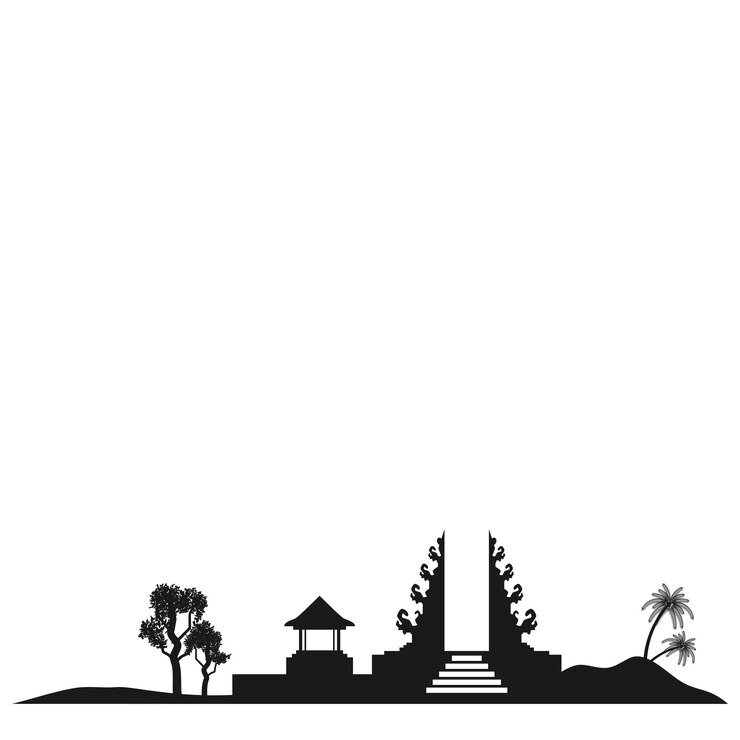 Vector la silueta del paisaje tradicional del templo balinés