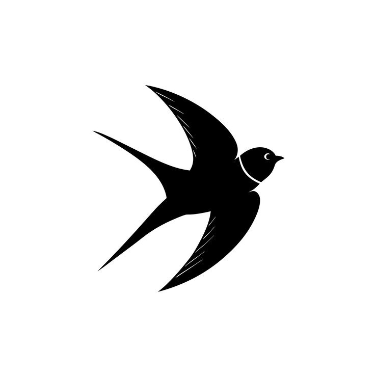 Vector una silueta de un pájaro golondrina de granero