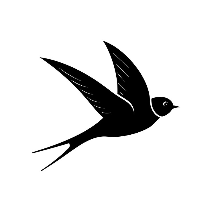 Vector una silueta de un pájaro golondrina de granero