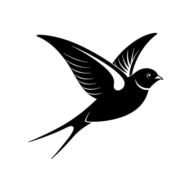 Vector una silueta de un pájaro golondrina de granero