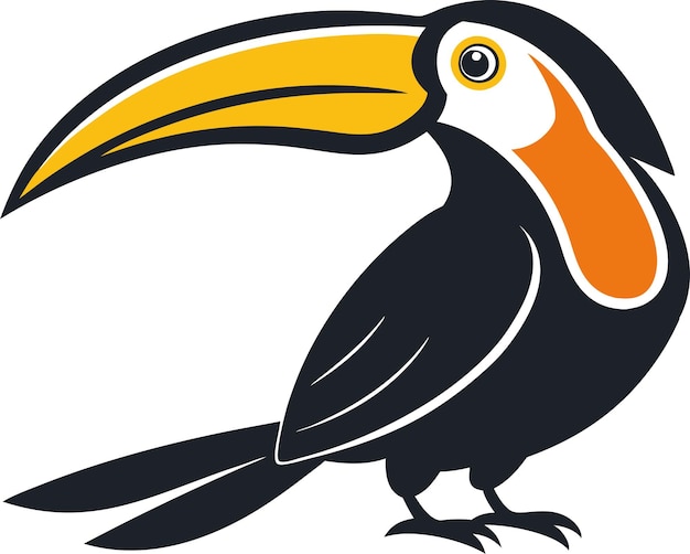 silueta de pájaro tucano arte de líneas vectoriales fondo blanco