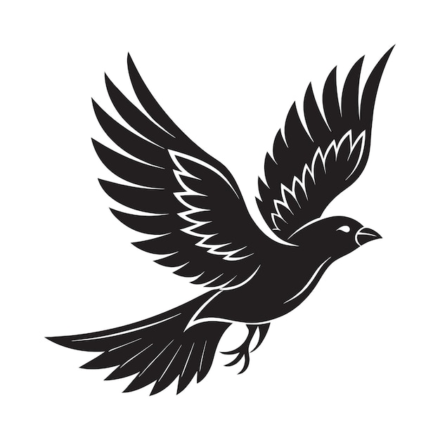 Vector una silueta de un pájaro volador en blanco y negro con el logotipo vector clip art