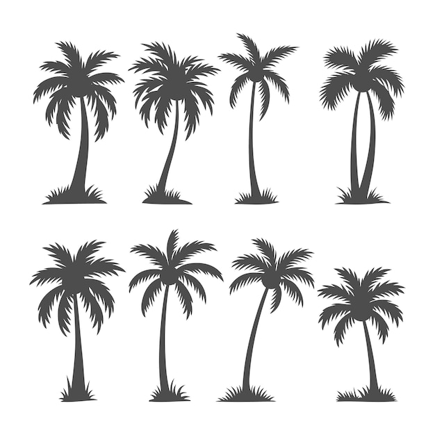 silueta de palma arte vectorial de playa tropical