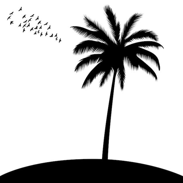 Vector silueta de palmera sobre fondo blanco aislado