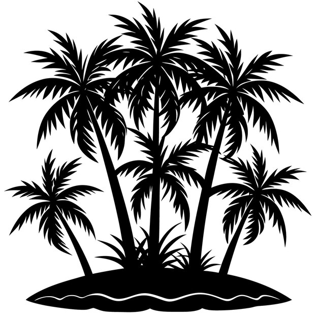 Silueta de palmeras en una isla tropical
