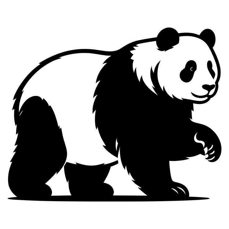 Silueta de panda aislada sobre un fondo blanco Icono de forma vectorial de panda minimalista