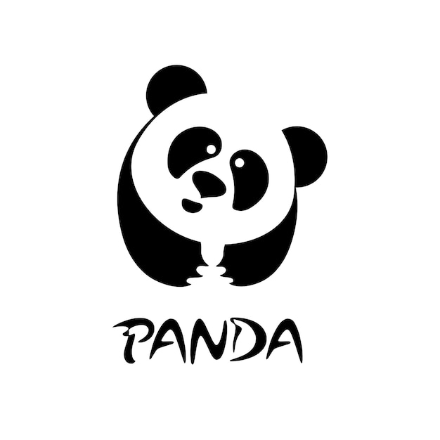 Silueta de panda en estilo plano simple