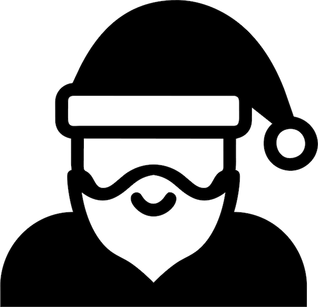 Silueta de Papá Noel simple con icono de avatar de barba en ilustración vectorial de estilo plano