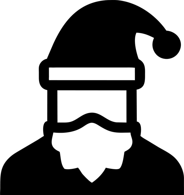 Silueta de Papá Noel simple con icono de avatar de barba en ilustración vectorial de estilo plano