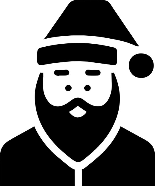 Silueta de Papá Noel simple con icono de avatar de barba en ilustración vectorial de estilo plano