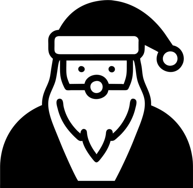 Silueta de Papá Noel simple con icono de avatar de barba en ilustración vectorial de estilo plano
