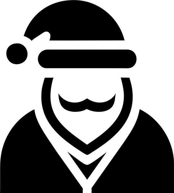 Silueta de Papá Noel simple con icono de avatar de barba en ilustración vectorial de estilo plano