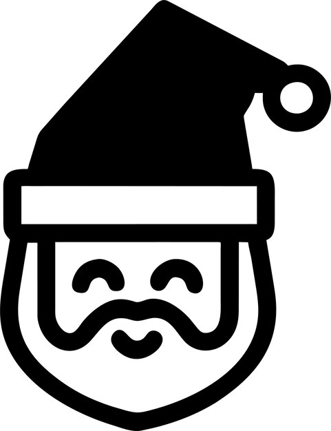 Silueta de Papá Noel simple con icono de avatar de barba en ilustración vectorial de estilo plano