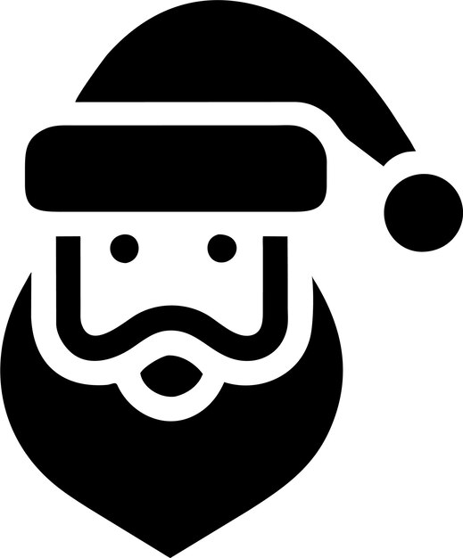Silueta de Papá Noel simple con icono de avatar de barba en ilustración vectorial de estilo plano