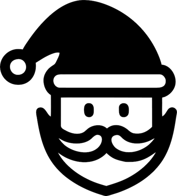 Silueta de Papá Noel simple con icono de avatar de barba en ilustración vectorial de estilo plano