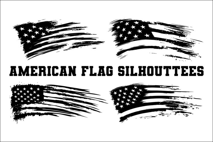 La silueta del paquete de la bandera de Estados Unidos