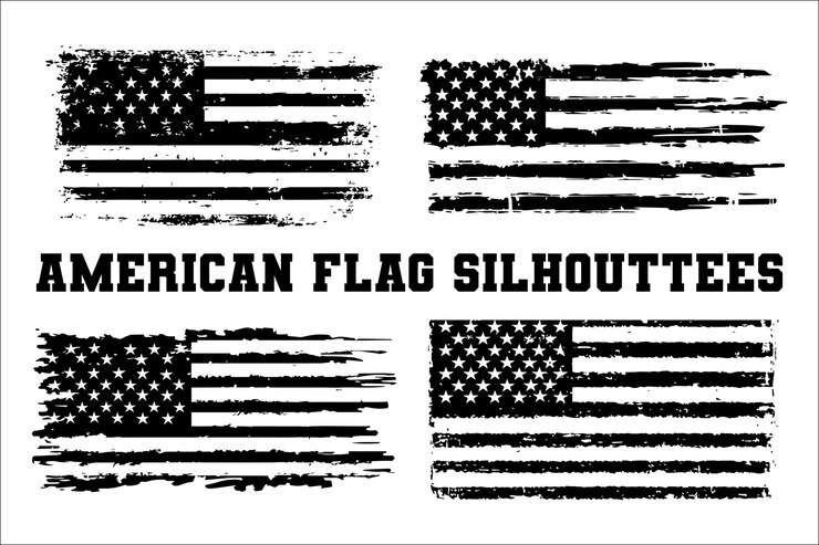 La silueta del paquete de la bandera de Estados Unidos