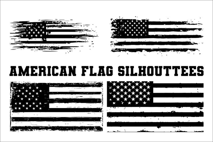 La silueta del paquete de la bandera de Estados Unidos
