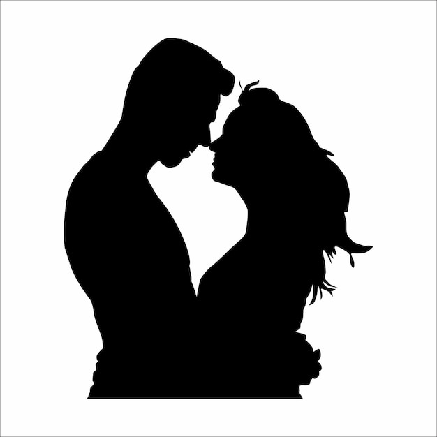 La silueta de una pareja de amantes
