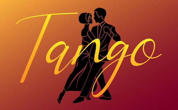 Silueta de pareja bailando tango ilustración vectorial EPS10