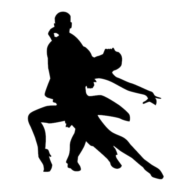 Silueta de una pareja de bailarines de tango Silueta negra en una competencia de baile de salón