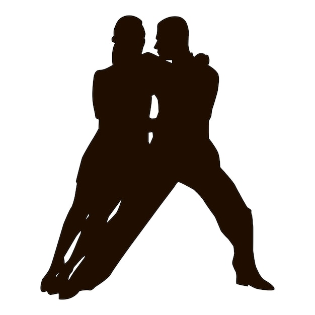 Silueta de pareja de baile de tango. Pareja de bailarines. Silueta negra en competición de baile de salón