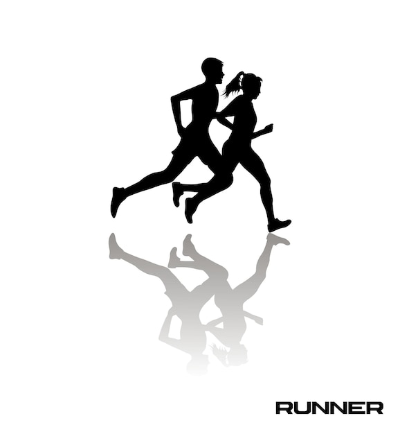 Silueta de una pareja corriendo