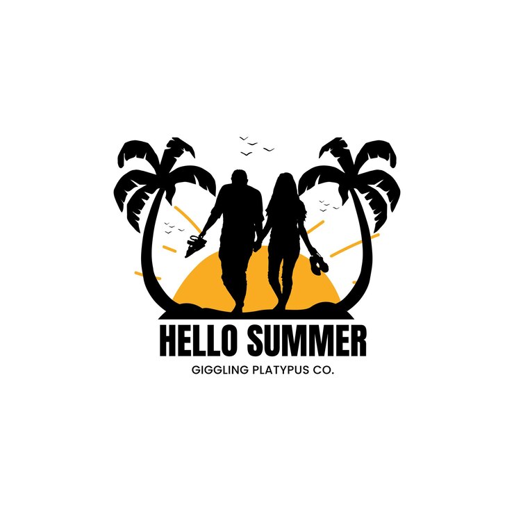 La silueta de la pareja de verano