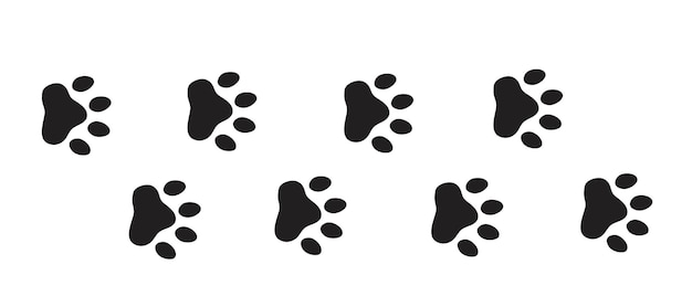 Silueta de patas de gato Huellas de patas El icono de cachorro de perro y gato Huellas de una mascota Las patas de cachorro se destacan sobre un fondo blanco