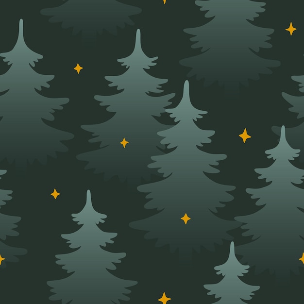 Silueta del patrón de Navidad del bosque oscuro.