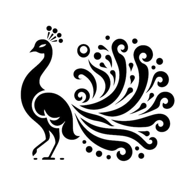 silueta de un pavo real en un estilo simple y minimalista