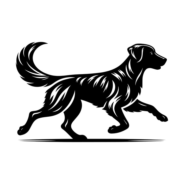 Vector silueta de perro aislada en un fondo blanco forma vectorial de perro minimalista