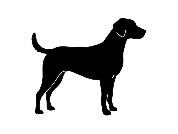 Silueta de perro aislada sobre un fondo blanco
