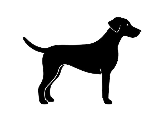 Silueta de perro aislada sobre un fondo blanco