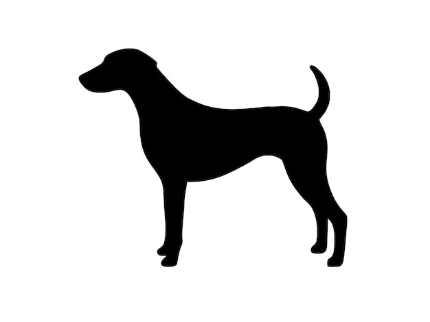 Silueta de perro aislada sobre un fondo blanco