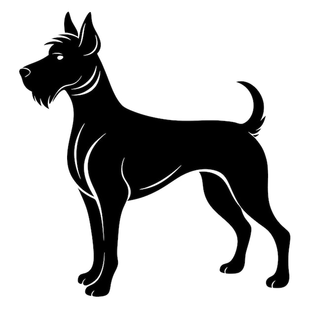 Silueta de perro aislada sobre un fondo blanco