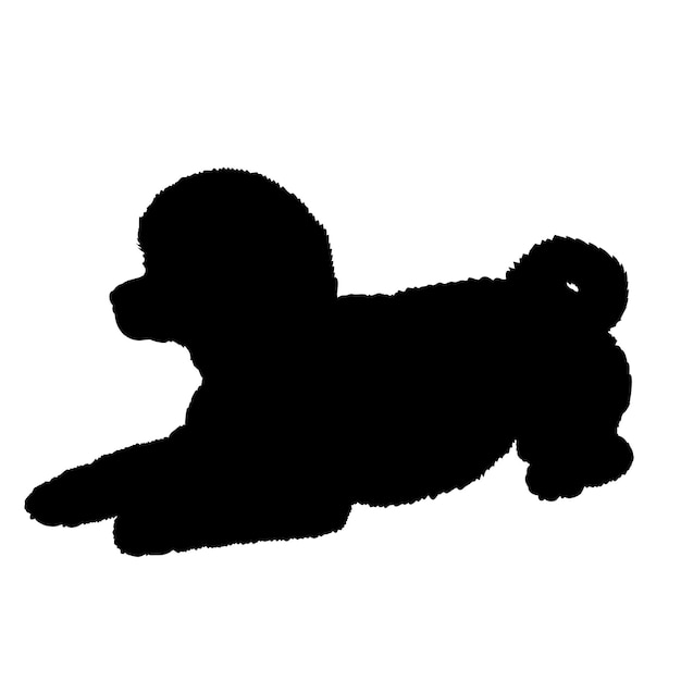 Silueta de perro Bichon Frise razas de perro logotipo monograma de perro vector de cara de perro sentado acostado corriendo